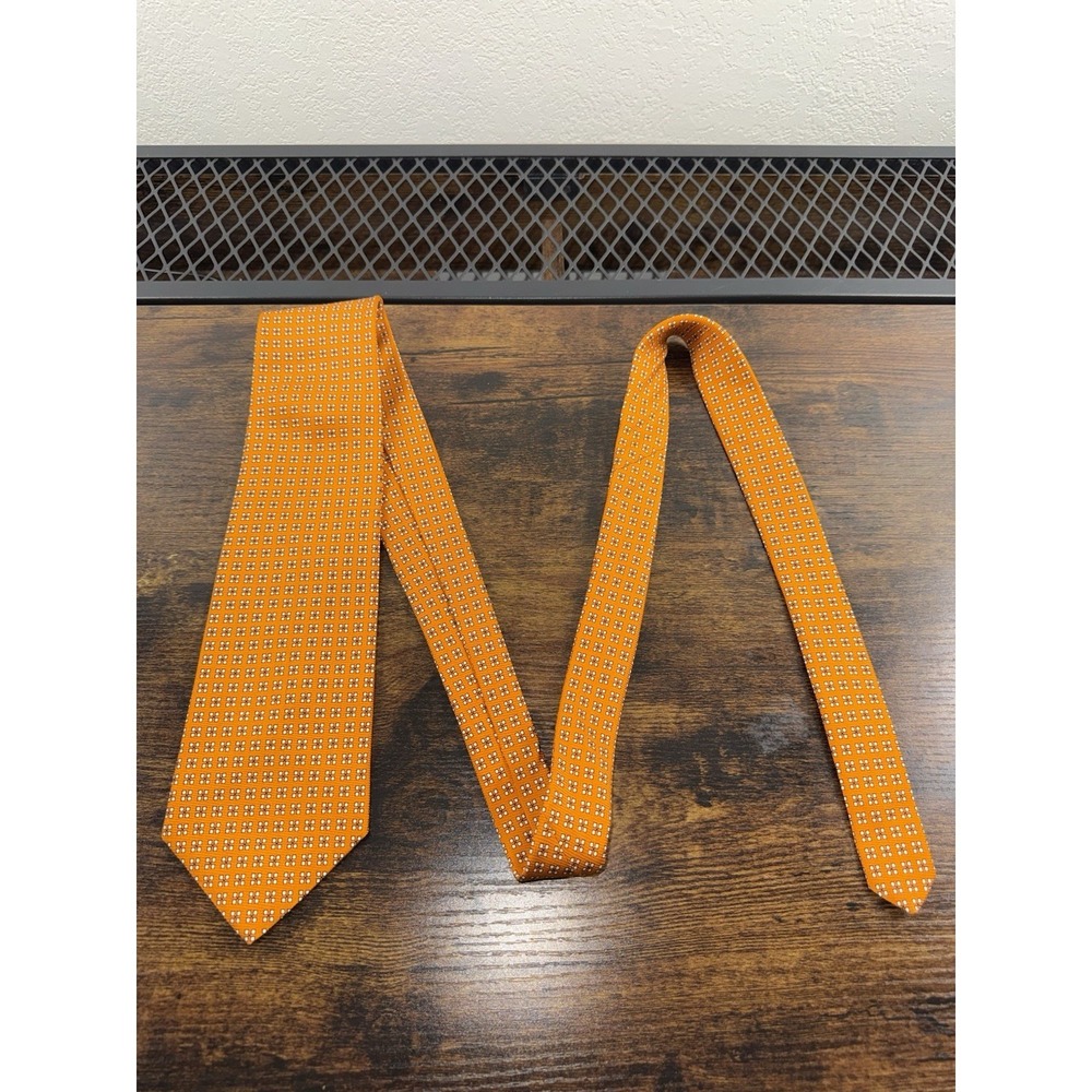 Brooks Brothers‎ Makers Silk Tie Orange Geometric USA 57x3.75 Classic